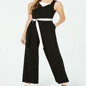 Calvin Klein Black Jumpsuit with White Belt